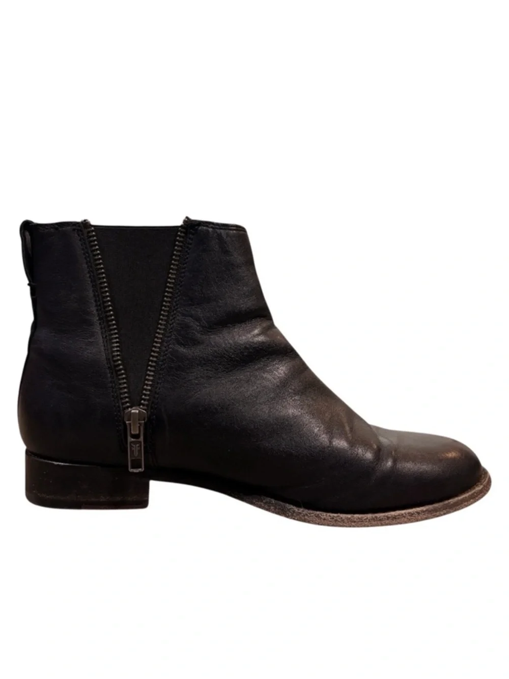 Frye Black Leather Boots Carley Zip Chelsea Women’s 7.5 Ankle Casual‎ Moto